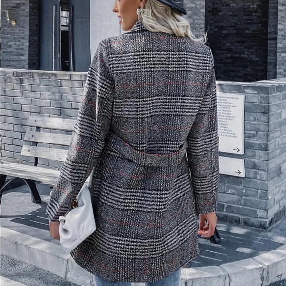 Vintage style houndstooth peacoat plaid gray - Picture 4 of 4